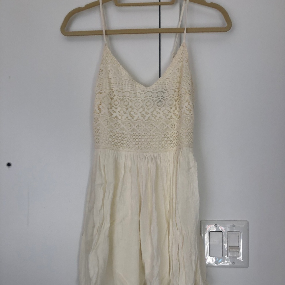 Cute White Cream Mini dress Flowy Forever 21